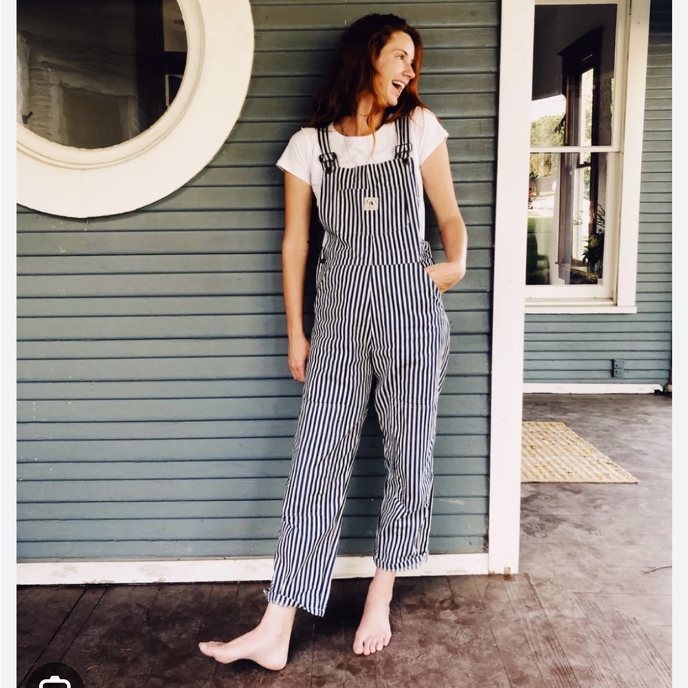 Hey Gang Overalls in Conductor Stripe
